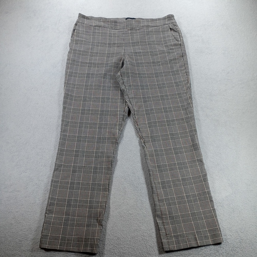 Massimo Fabbro Womens Plaid Pull On Pants Grey XL Glen Check Trouser
